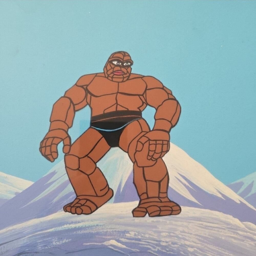 Fantastic Four Animation Cel The Thing 1960s Marvel Background Comic Art